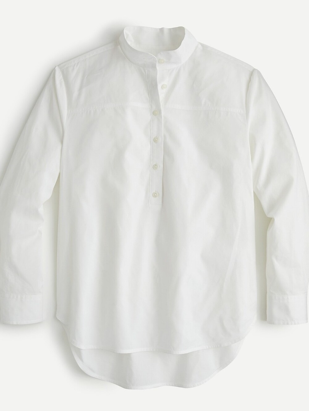 J Crew Henley White Poplin Top